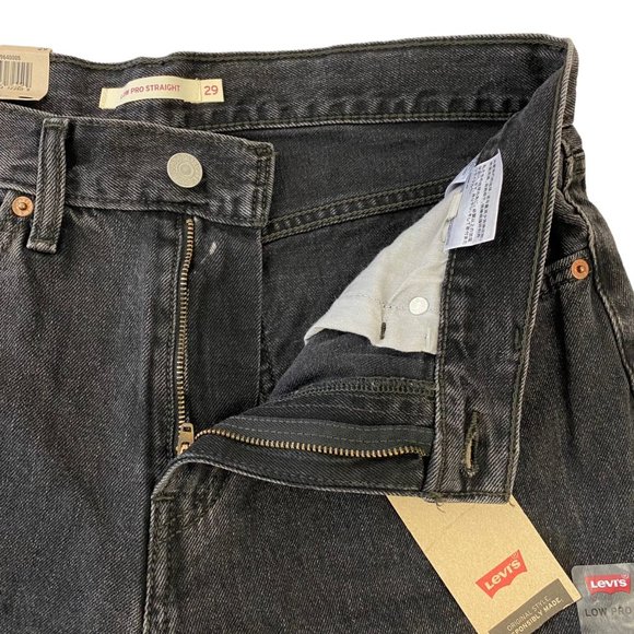 Levi's Low Pro Black Straight Leg Denim Blue Jeans 100% Cotton Sizes 29 31 32 - Picture 8 of 9